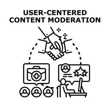 User centered content moderation process strategy Stock Illustration