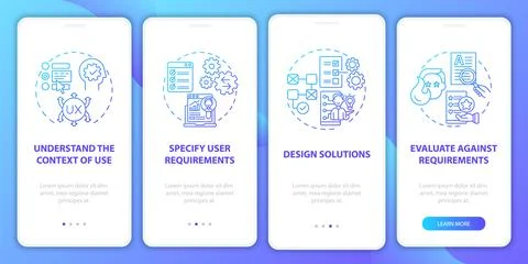 User centered design onboarding mobile app page screen Stock Illustration