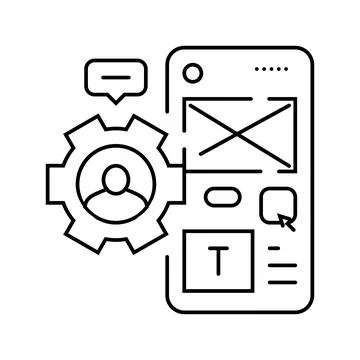 User centered design ucd line icon vector illustration Illustrazione stock