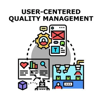 User centered quality management system development icon Illustrazione stock