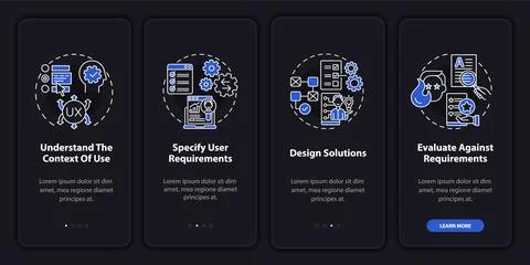 User-centered work onboarding mobile app page screen 스톡 일러스트