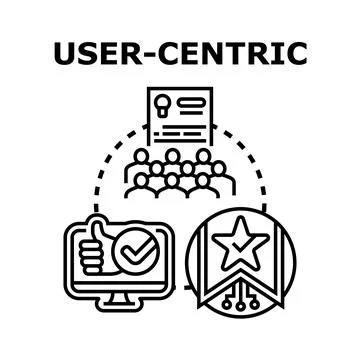 User centric design process optimizing client satisfaction Illustrazione stock