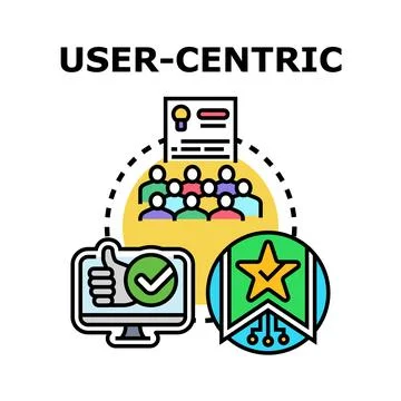 User centric design process optimizing client satisfaction Illustrazione stock