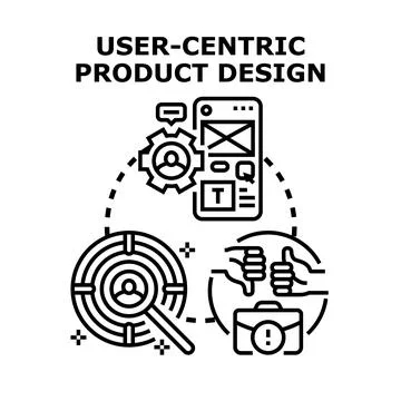 User centric product design concept illustrating development process Illustrazione stock
