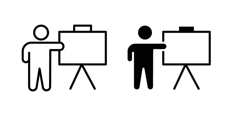 User chalkboard icon drawing lines. Silhouette style vector bundle Stock Illustration