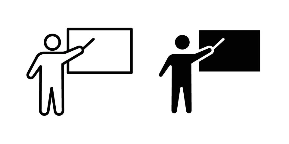 User chalkboard icon silhouette vector set. thin line pack Stock Illustration