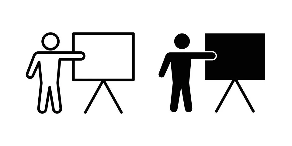 User chalkboard icon symbol. Flat and Stroke Vector illustration Stock Illustration
