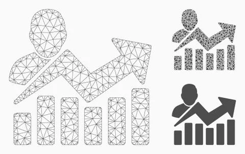 User Chart Vector Mesh Network Model and Triangle Mosaic Icon Stock Illustration