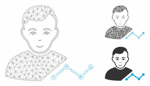 User Chart Vector Mesh Network Model and Triangle Mosaic Icon Stock Illustration