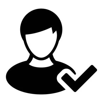 User Check Icon - Solid Black Glyph for Admin &amp; Account Verification in Gly.. Stock Illustration