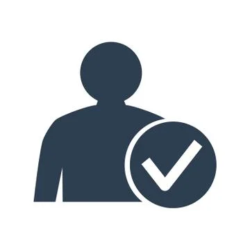User with check mark glyph on white background. Stock Illustration