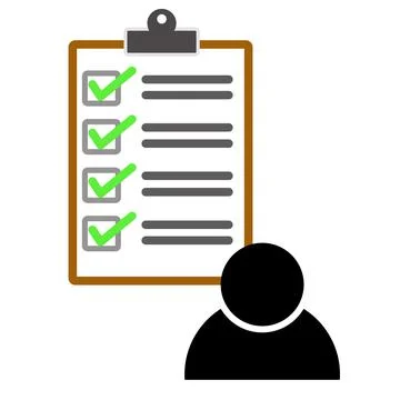 User checklist icon on white background. candidate approved symbol. Stock Illustration