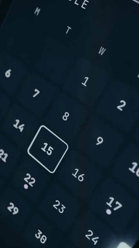 User choosing date 15 in an on-screen calendar Stock-Footage 334445963