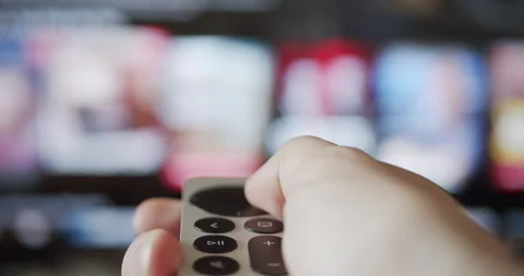 User choosing titles to watch on a streaming platform - movies and tv shows Stock Footage 279822366