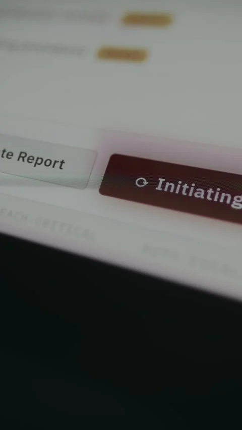 User clicks Initiate Containment Protocol button, system status updates to Stock Footage 333822403