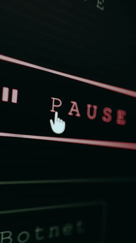User clicks the Pause button on digital interface Stock Footage 330664713