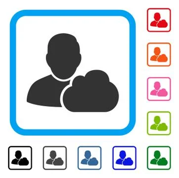 User Cloud Framed Icon 스톡 일러스트