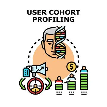 User cohort profiling analyzing customer behavior and data Stock Illustration
