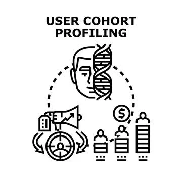 User cohort profiling analyzing customer behavior and data Stock Illustration
