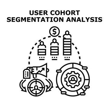 User cohort segmentation analysis business strategy concept Stock Illustration