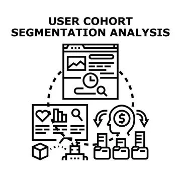 User cohort segmentation analysis for data marketing strategy Stock Illustration