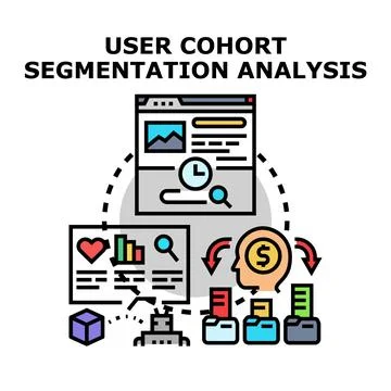 User cohort segmentation analysis for data marketing strategy Stock Illustration