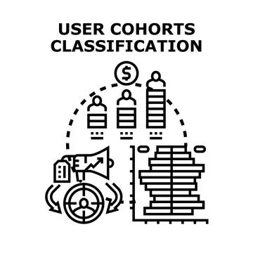 User cohorts classification for market segmentation analysis Stock Illustration