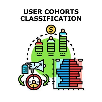 User cohorts classification for market segmentation analysis Stock Illustration