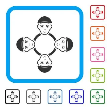 User Collaboration Network Framed Glad Icon 库存插图