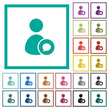 User comment flat color icons with quadrant frames Stock Illustration