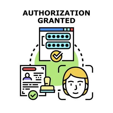 User completing authorization process for granted access Stockillustratie
