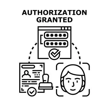 User completing authorization process for granted access Illustrazione stock