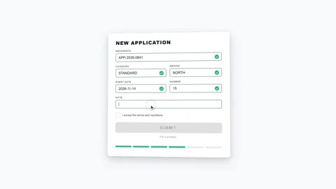 User completing an online application form submit action. 4K Video stock 348234815