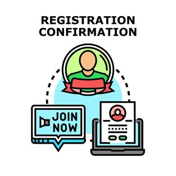 User completing online registration and confirmation process Stock Illustration