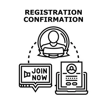 User completing online registration and confirmation process Stock Illustration