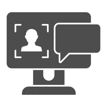 User on computer monitor solid icon. Authorization vector illustration isolated Illustrazione stock