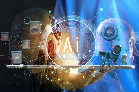 User concept using intelligent robot ai system. Chat with artificial intell.. Stock Photos