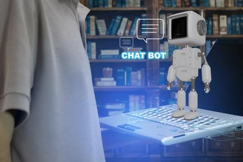 User concept using intelligent robot ai system. Chat with artificial intell.. Stock Photos