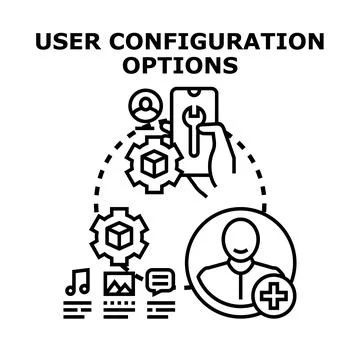 User configuration options and control panel settings Stock Illustration