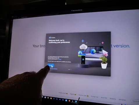 User Confirming Browser Preferences on Microsoft Edge Stock Photos