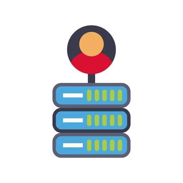 User connecting to database server hosting personal data イラスト素材