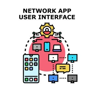 User connecting devices on a network app interface Ilustración de archivo