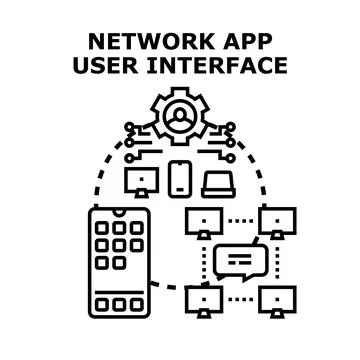 User connecting devices on a network app interface Stock Illustration