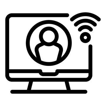User connecting to wireless network through computer icon イラスト素材