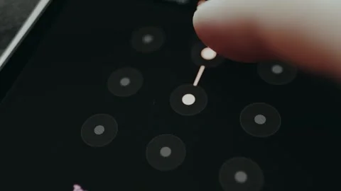 User connects the dots on screen to access, pattern lock Video stock 332498229