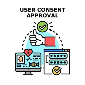 User consent approval accessing data and privacy Stock Illustration