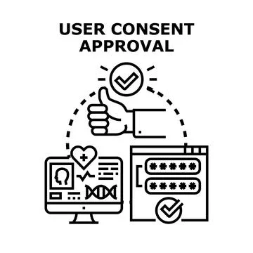 User consent approval accessing data and privacy Stock Illustration