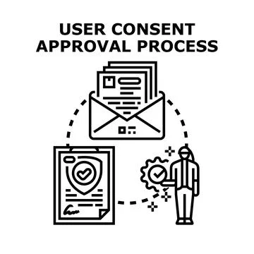 User consent approval process for data privacy Stock Illustration