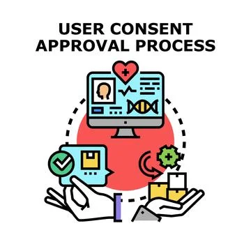 User consent approval process for data management Stock Illustration