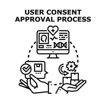 User consent approval process for data management Stock Illustration